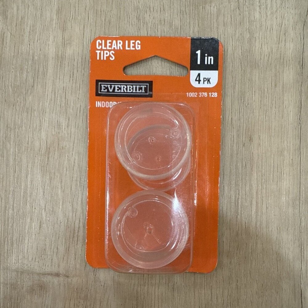 4pk Everbilt 1" in Chair Furniture Rubber Plastic Leg Tip Covers Anti Skid Clear
